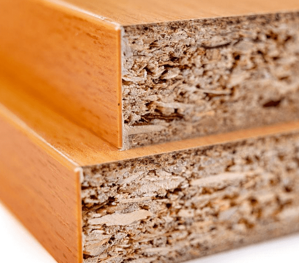 Particle board after edge banding
