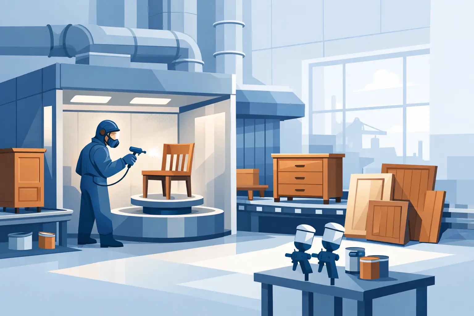Industrial Spray Booth for Furniture Production