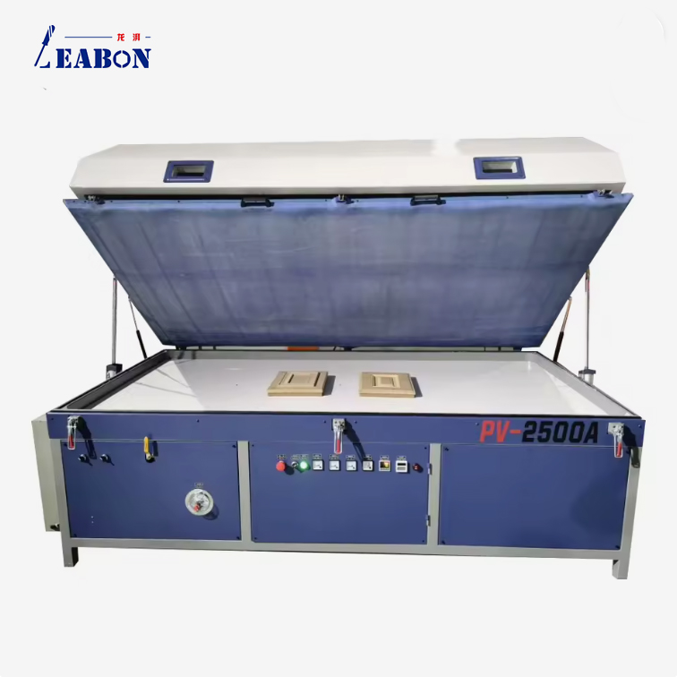 PV-2500A vacuum membrane press front view with the heating hood open