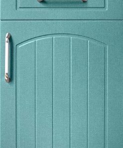 Teal lacquered kitchen door panel laminated on the TM-3200G vacuum press